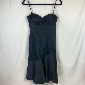 Vintage Cache 90s Y2K Evening Midi Dress Black Sweetheart Neckline